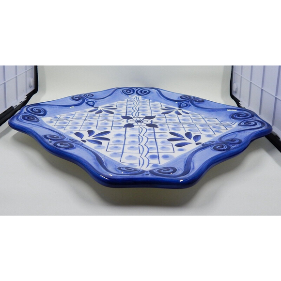 Tabletops Unlimited Lisbon Dinner Plate Hand-Painted Blue White - Picture 9 of 9